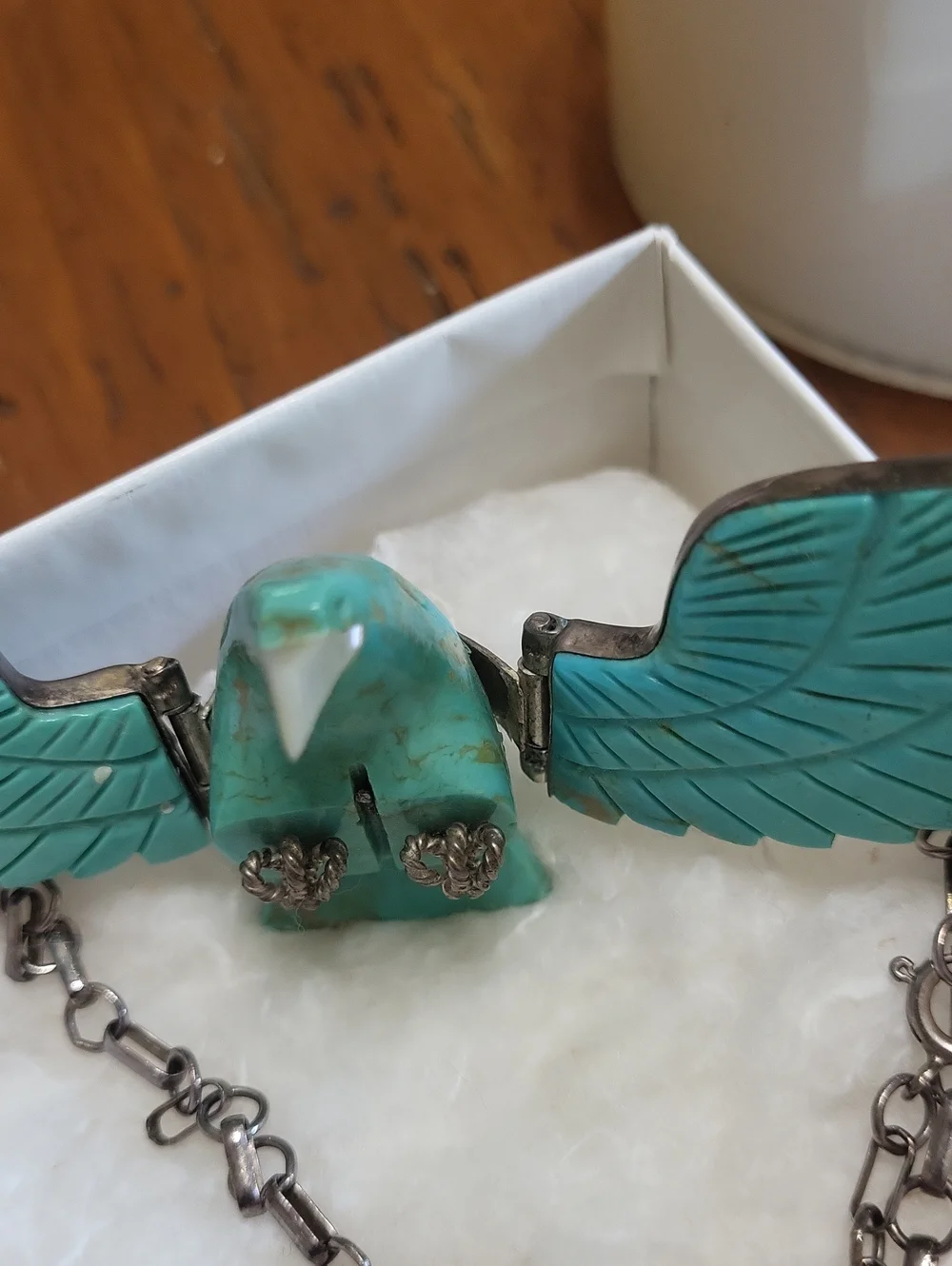 Vintage F. Tom Sterling Turquoise Eagle Necklace